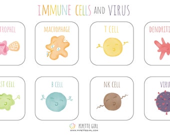 Cute immune cell and virus stickers!