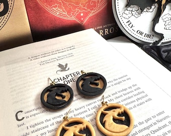 Pendientes de Dragon Academy, pendientes de dragón, pendientes de libros, pendientes Fourth Wing, pendientes Fourth Wing, pendientes, pendientes War College, pendientes hechos a mano