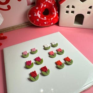 Tulip Studs, Valentines Dangles, Galentines Dangles, Valentines Studs, Flower Dangles, Flower Studs, Clay Earrings, Handmade Earrings