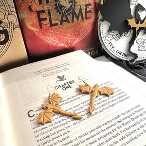 Dragon Dangles, Dragon Studs, Bookish Studs, Fourth Wing studs, Fourth wing Dangles, Fantasy Earrings, Clay Earring, Handmade Earrings