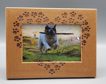 Wooden Picture Frame For a Pet lover, Paw Prints, Heart