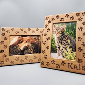 Wooden Picture Frame For an Animal Lover, Paw Prints, Customizable