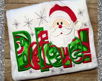 Boys Monogrammed Christmas Santa Shirt