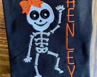 Girls Skeleton Halloween Shirt