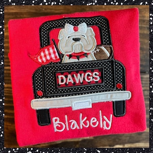 Girls Monogrammed Bulldog Football Shirt