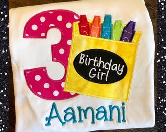 Monogrammed Crayon Box Birthday Shirt
