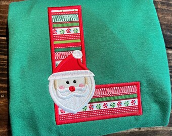 Boys Monogrammed Christmas Santa Shirt