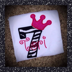 Girls Princess Crown Birthday Shirt