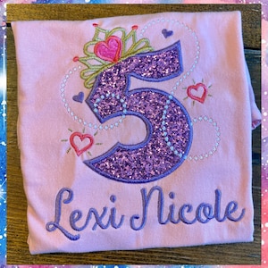 Girls Princess Crown Birthday Shirt