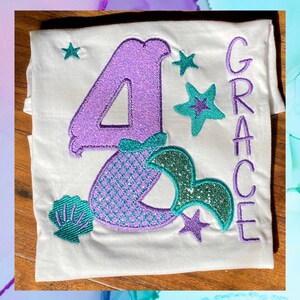 Monogrammed Mermaid Birthday shirt