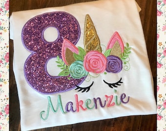 Girls Unicorn Birthday Shirt