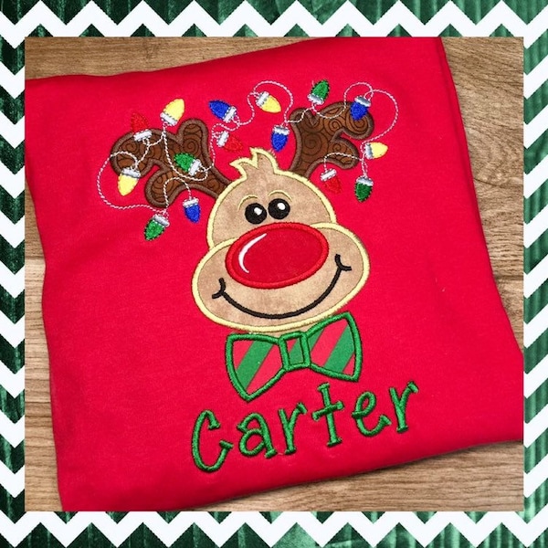 Boys Monogrammed Christmas Reindeer Shirt