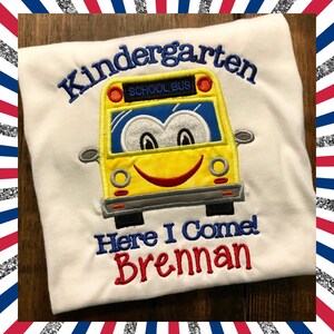 Boys School Bus Kindergarten Here I Come Shirt