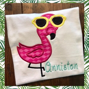 Flamingo in sunglasses shirt