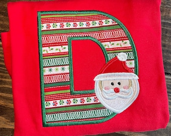 Boys Monogrammed Christmas Santa Shirt