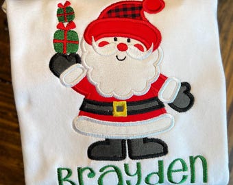 Monogrammed Christmas Santa Shirt