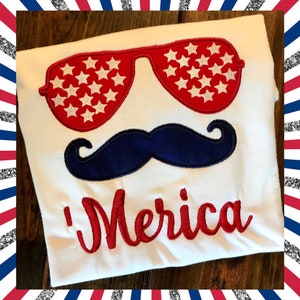 Patriotic &#39;Merica Mustache Shirt