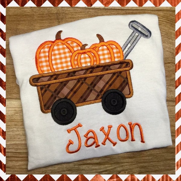 Boys Fall Monogrammed Pumpkin Wagon Shirt