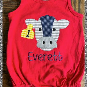 Monogrammed Cow Bubble Romper