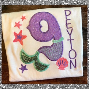 Monogrammed Mermaid Birthday shirt
