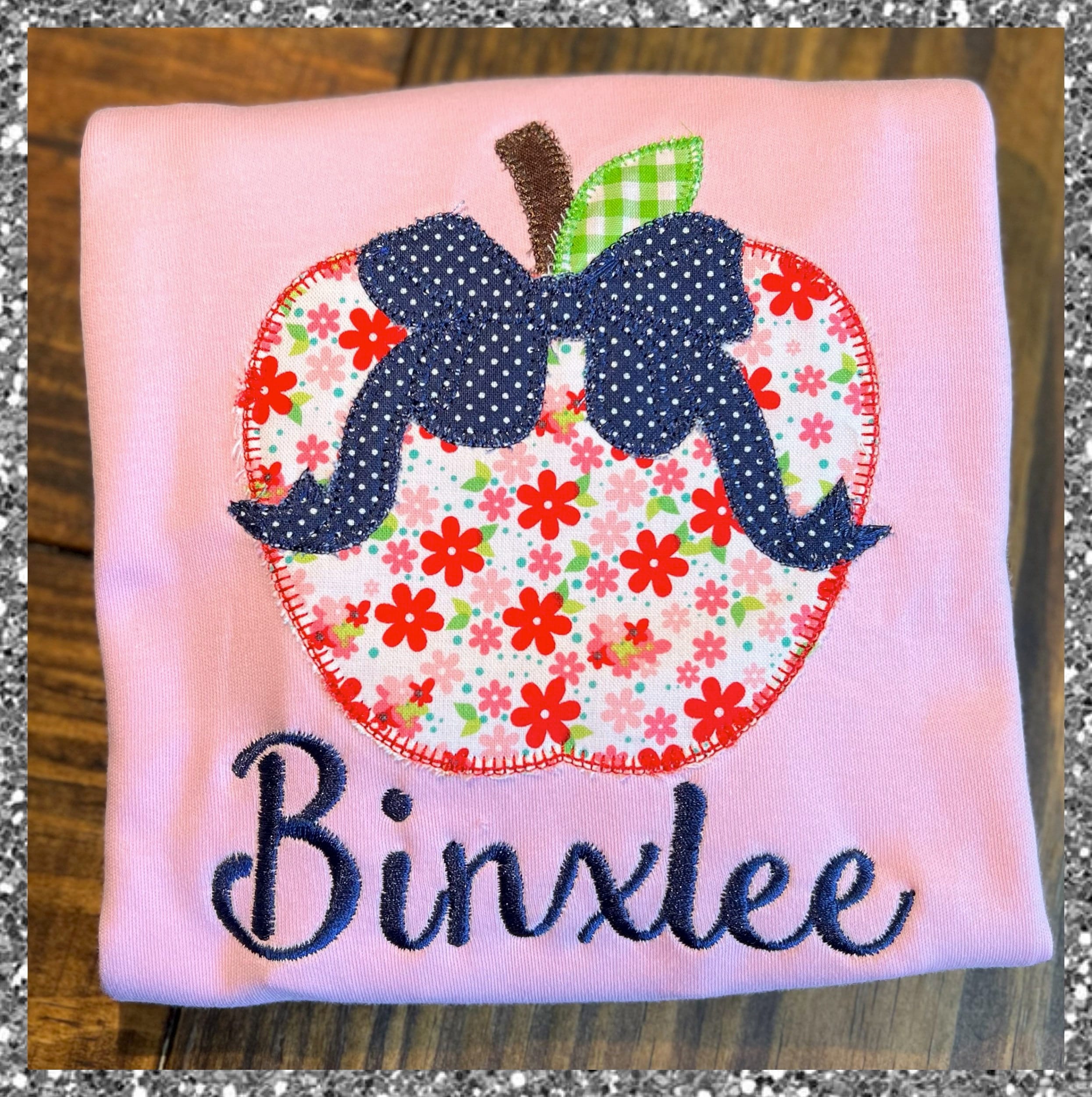 Girls Monogrammed Apple shirt