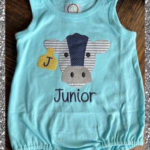 Monogrammed Cow Bubble Romper