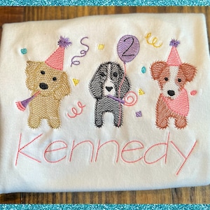 Girls Puppy Trio Birthday Shirt