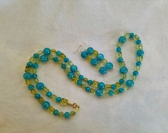 Blue and green necklace set
