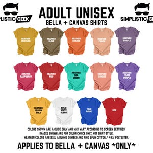 a collection of colorful adult unisex t-shirts, including various shades of yellow, orange, red, green, blue, and purple. The shirts are arranged in rows, showcasing the different color options available for customers to choose from.
