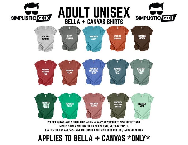 a collection of t-shirts in various colors, including gray, green, red, blue, and brown, arranged in rows.