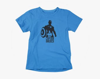 Captain America Inspired T-Shirt, Silhouette Style Adult Unisex S-5XL, Multiple Colors