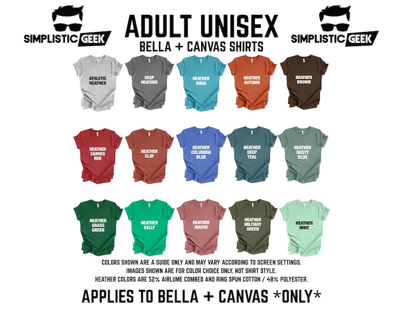a collection of t-shirts in various colors, including gray, green, red, blue, and brown, arranged in rows.