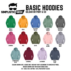 a collection of 12 different colored hoodies, each with a unique color and style, arranged in a grid format.
