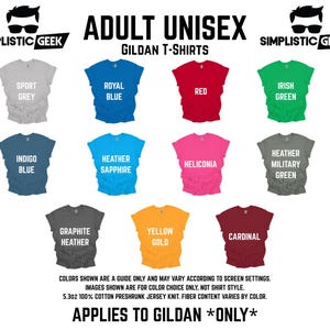 a collection of t-shirts in various colors, including grey, blue, red, green, indigo, pink, yellow, and maroon.