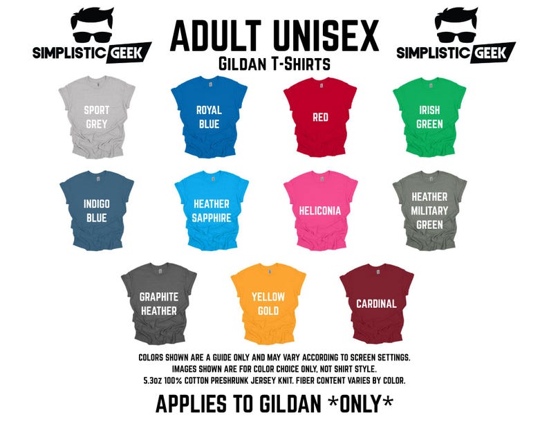 a collection of t-shirts in various colors, including grey, blue, red, green, indigo, pink, yellow, and maroon.