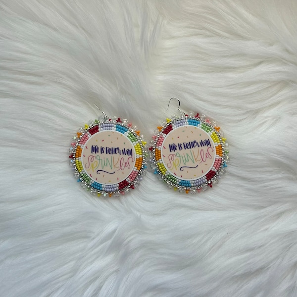Sprinkles, handmade indigenous beaded earrings