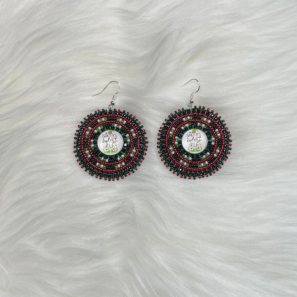 Santa’s cutest elf handmade Indigenous beaded earrings.