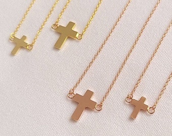 Silver Cross Necklace, Gold Cross Necklace for Girl, Silver Cross Necklace for Women, Tiny Cross, Simple Cross, Dainty Silver Cross Necklace