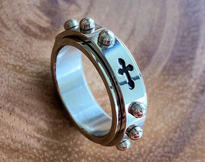 Rosary Ring, Spinner, Cross Ring, Men Women Boy Girl Daughter Sister, Prayer Ring, Rosary Spinner Ring, First Communion, Confirmation Gift