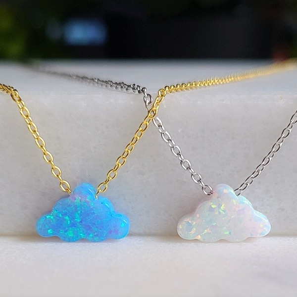 Cloud Necklace, White Opal Necklace for Women, Cloud Pendant, Cloud Jewelry, Cloud Choker, Dainty Opal Cloud Necklace, Friend CHRISTMAS GIFT