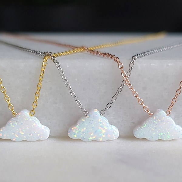 White Opal Cloud Necklace, Cloud Necklace for Women Girl, Silver Cloud Choker Necklace, Cloud Jewelry, Opal Necklace Women, CHRISTMAS GIFT