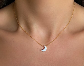 Moon Necklace, Opal Moon Necklace, Blue Moon Necklace, Opal Necklace for Women, Crescent Moon Necklace, Opal Jewelry, Moon Gift, Mothers Day