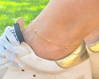 Silver Satellite Chain Anklet, Dainty Anklet, Satellite Anklet, Gold Satellite Anklet, Silver Ball Chain, Simple Everyday Delicate Anklet