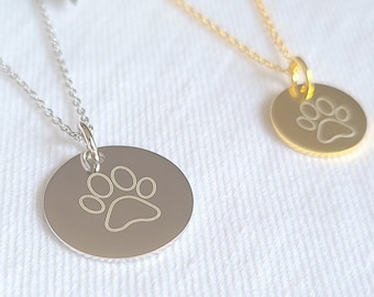 Dog Mom Necklace, Paw Necklace with Initial, Silver Gold Dog Cat Mom Gift, Pet Loss Memorial, Puppy Love Paw Choker Necklace, Dog Cat Lovers