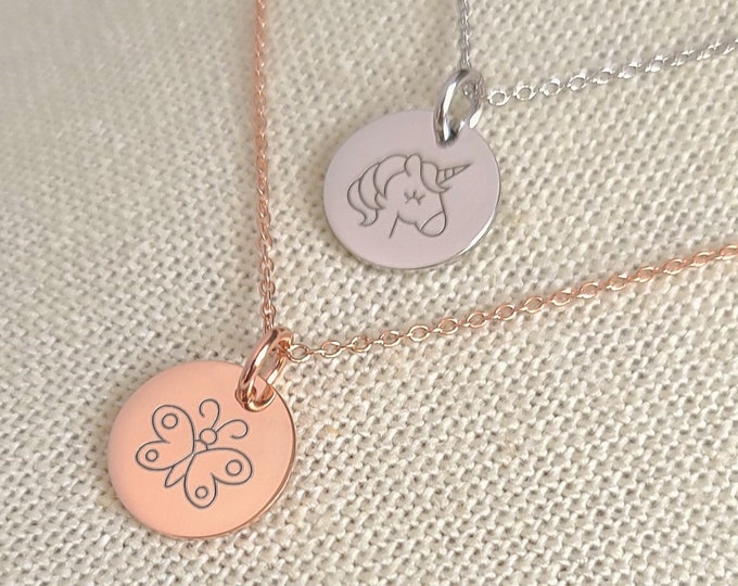 Dainty Girl Necklace, Necklace for Girl, Unicorn Necklace, Butterfly Necklace, Elephant Necklace, Silver Necklace for Girl Daughter Sister
