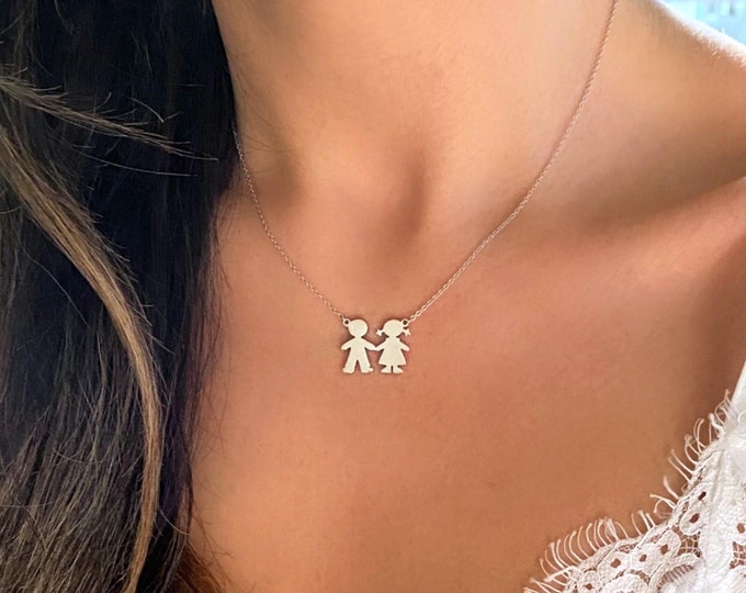 Personalized Necklace for Mom - Custom Jewelry with Kids Names - Boy Girl Charms - Perfect Gift for New Mom, Mother, Grandma, Grandmother