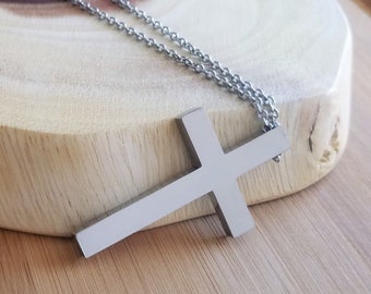 Cross Necklace for Man, Men Necklace, Cross Pendant for Man, Men Cross Necklace, Cable Chain, Rope Chain, Stainless Steel, Fathers Day