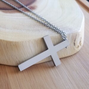 Cross Necklace for Man, Men Necklace, Cross Pendant for Man, Men Cross Necklace, Cable Chain, Rope Chain, Stainless Steel, Fathers Day