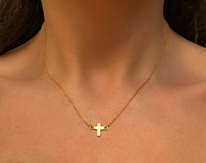 Silver Cross Necklace, Gold Cross Necklace , Cross Necklace for Women, Cross Necklace for Girl, Dainty Cross Necklace, Simple Cross Pendant