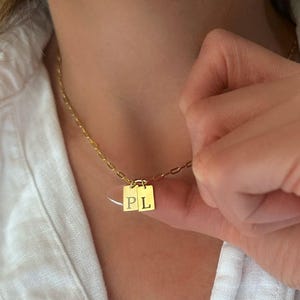 Initial Necklace, Sterling Silver Tag Pendant and Chain, Personalized Gift for Her Girlfriend, Custom Initial Jewelry, Tiny Tag Necklace